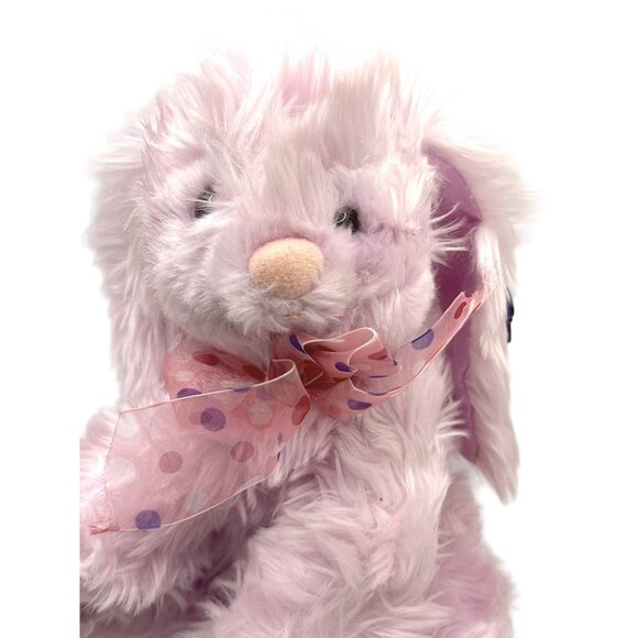 Applause Fluffy Bunny Rabbit Plush Pink Purple Bow Soft & Cuddly 12" - Picture 2 of 6